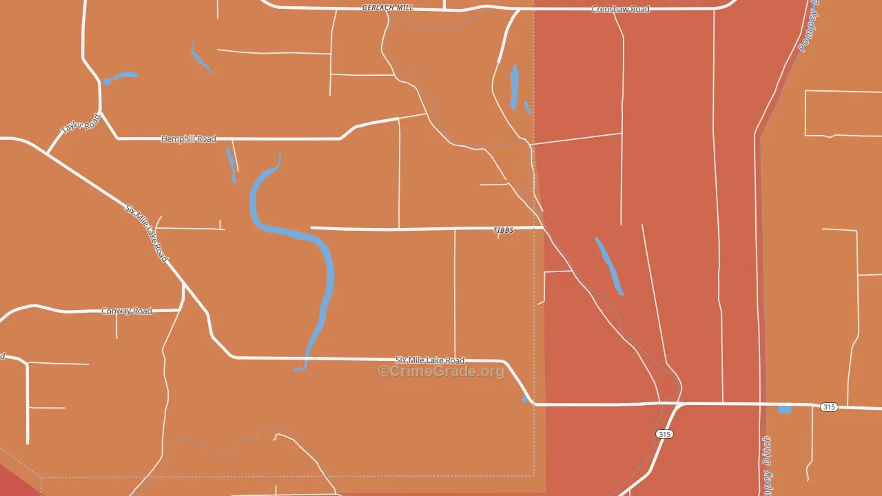 Tibbs, MS Map of Robbery Rates