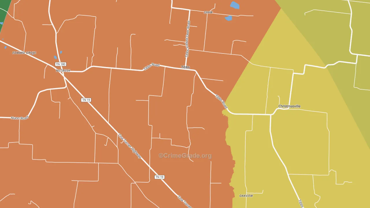 Tibbs, TN Map of Robbery Rates