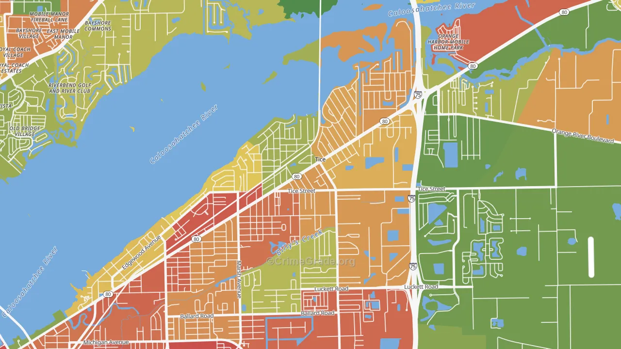 Tice, Fort Myers, FL Map of Robbery Rates