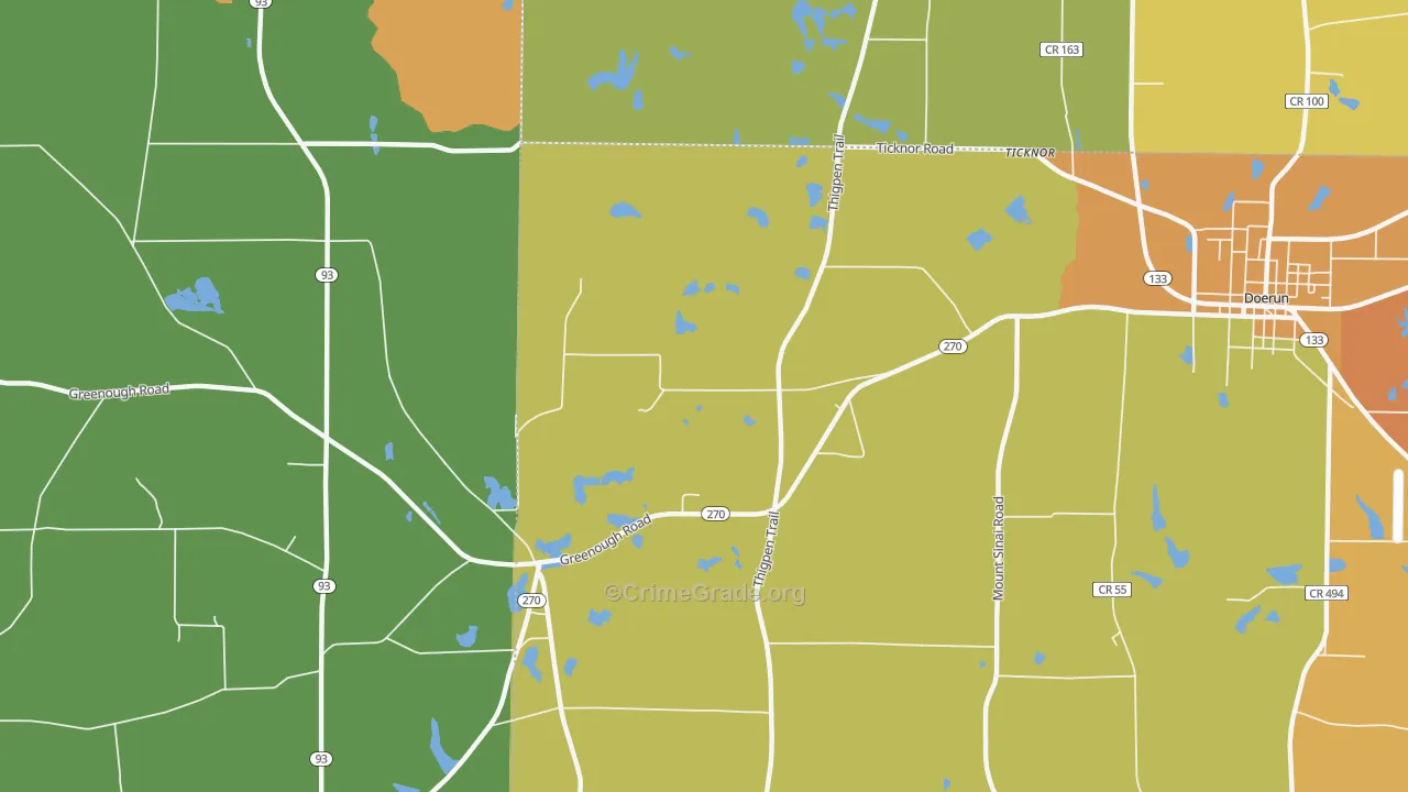 Ticknor, GA Map of Robbery Rates