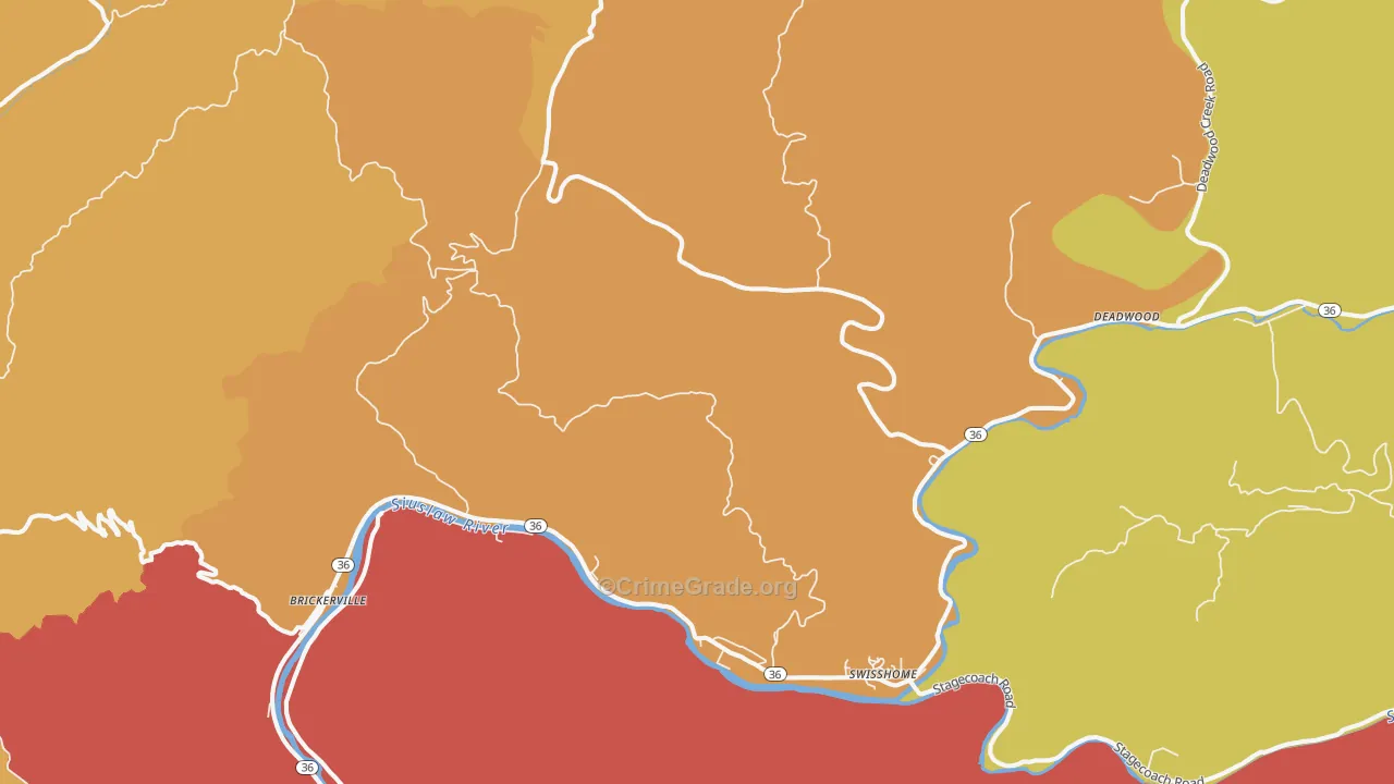 Tide, OR Map of Robbery Rates