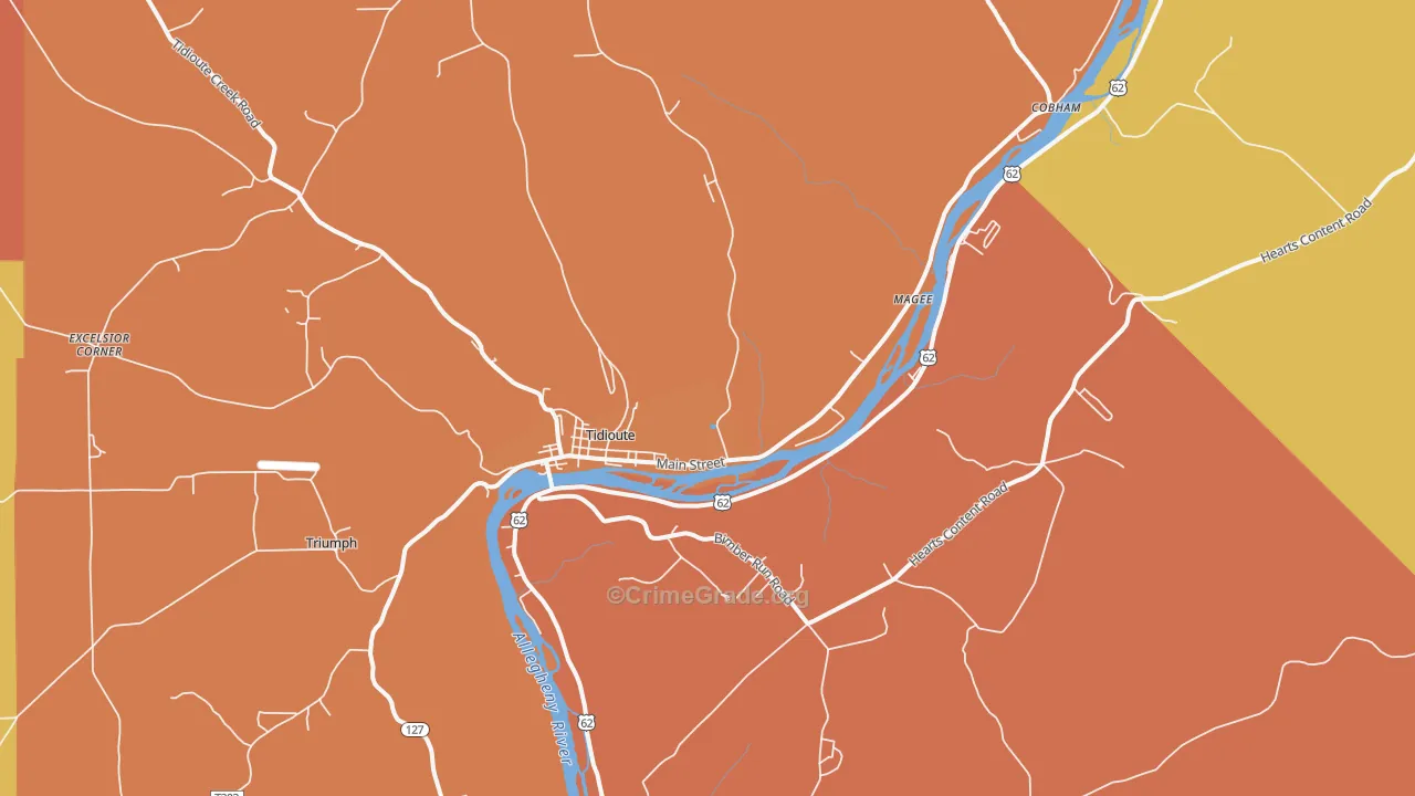 Tidioute, PA Map of Robbery Rates