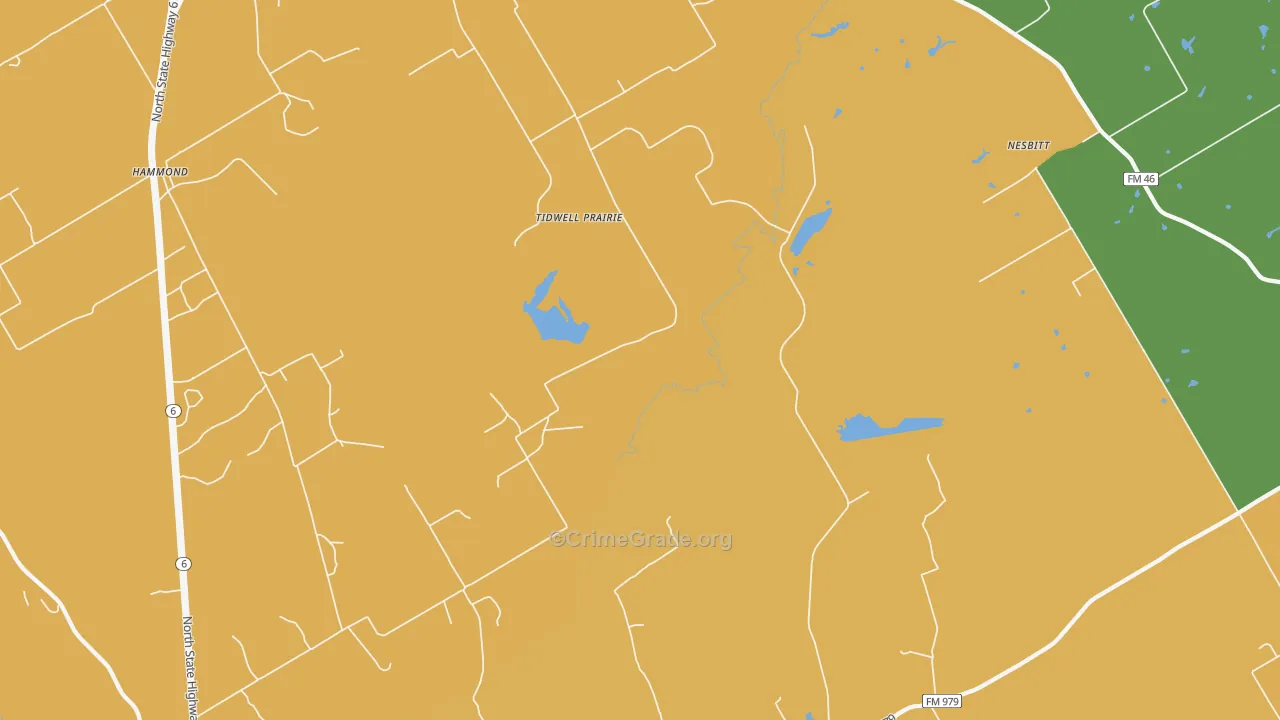 Tidwell Prairie, TX Map of Robbery Rates