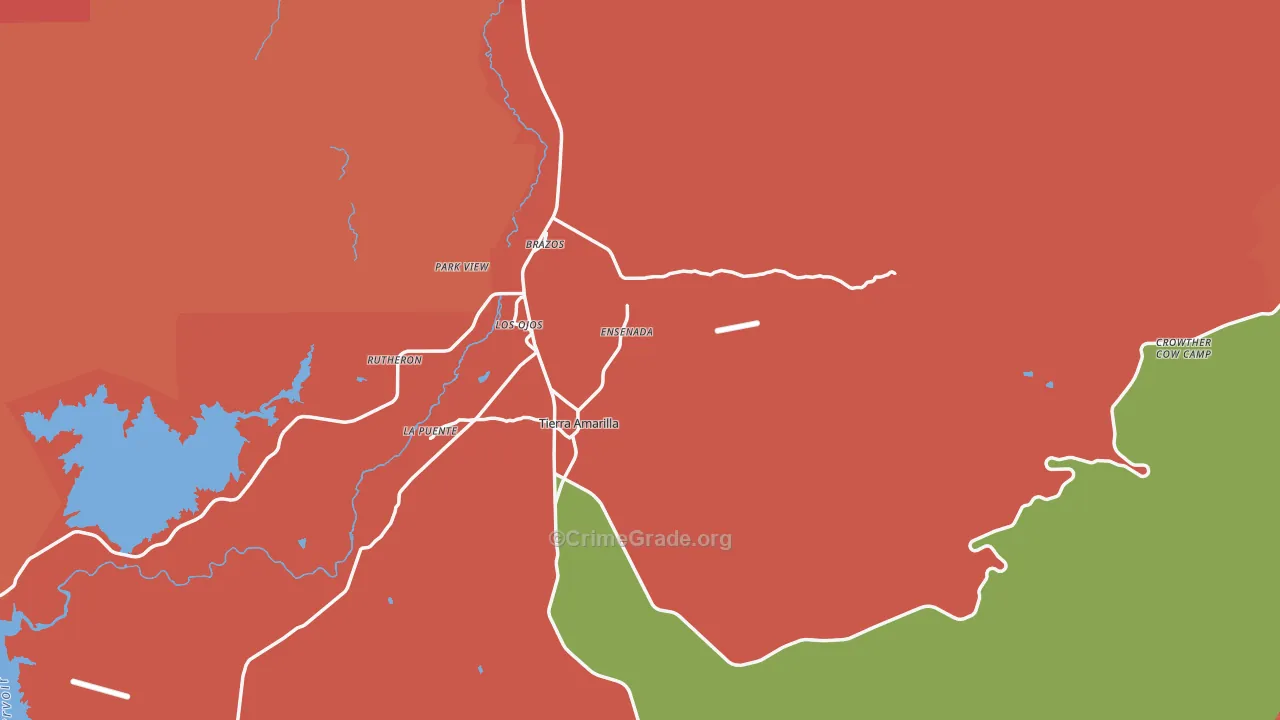Tierra Amarilla, NM Map of Robbery Rates