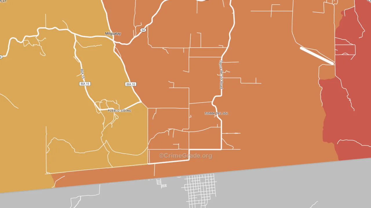 Tierra del Sol, CA Map of Robbery Rates