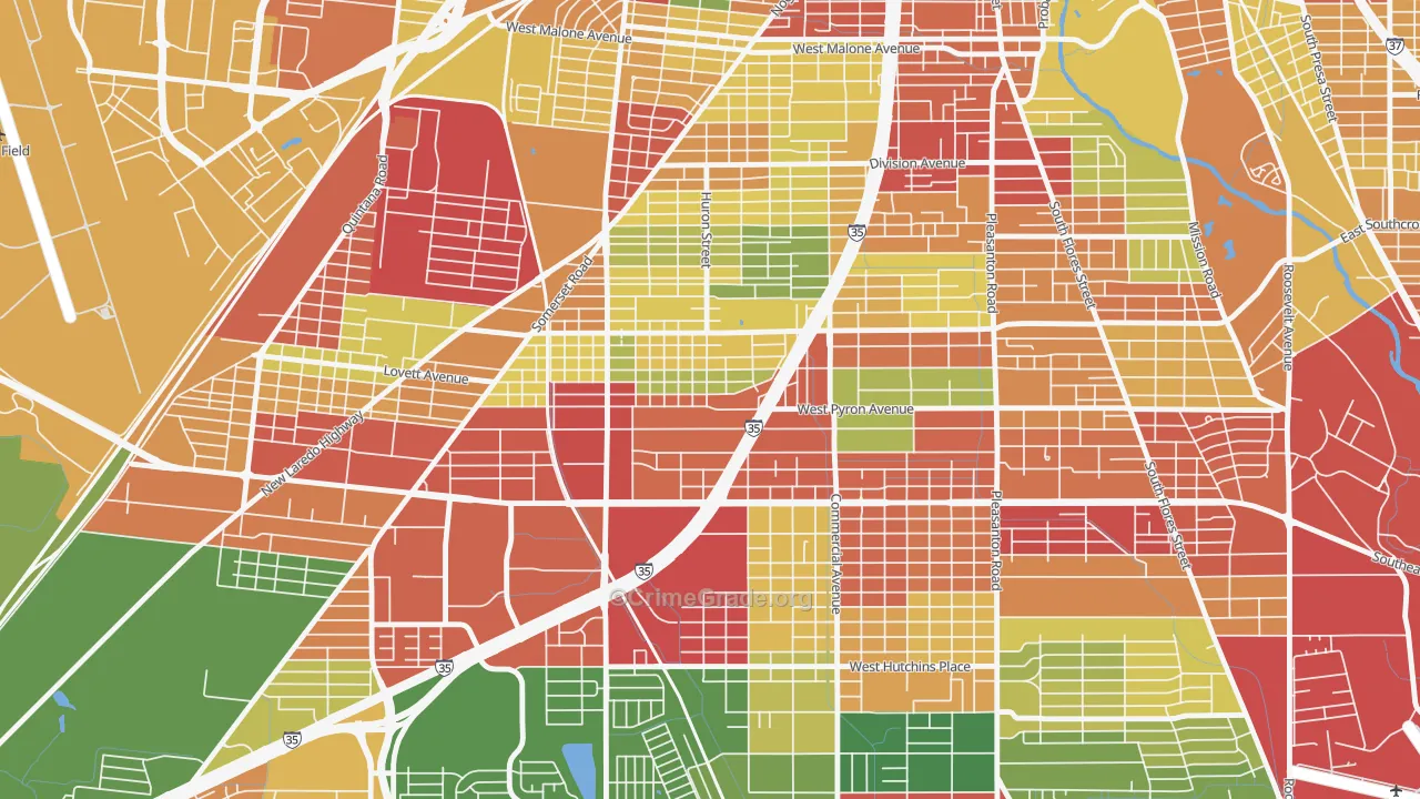Tierra Linda, San Antonio, TX Map of Robbery Rates
