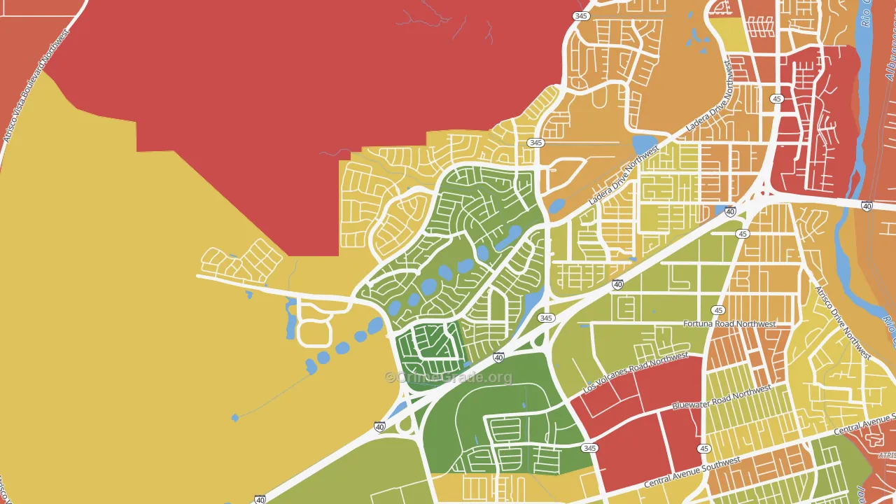 Tierra Oeste, Albuquerque, NM Map of Robbery Rates
