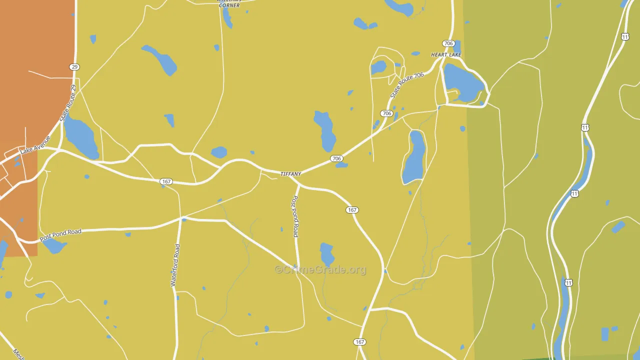Tiffany, PA Map of Robbery Rates
