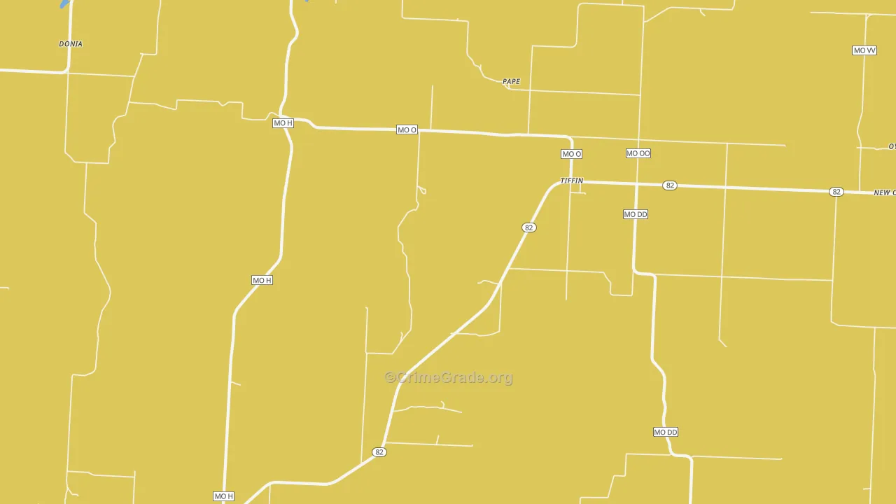 Tiffin, MO Map of Robbery Rates