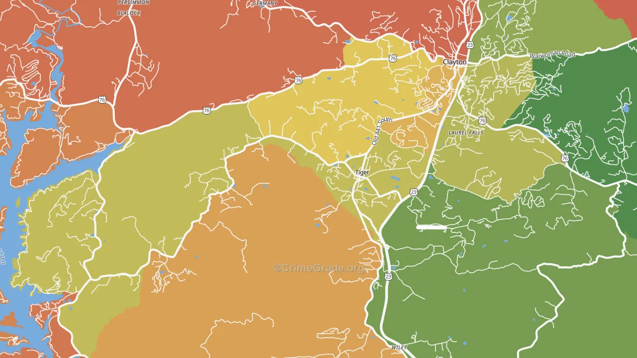 Tiger, GA Map of Robbery Rates