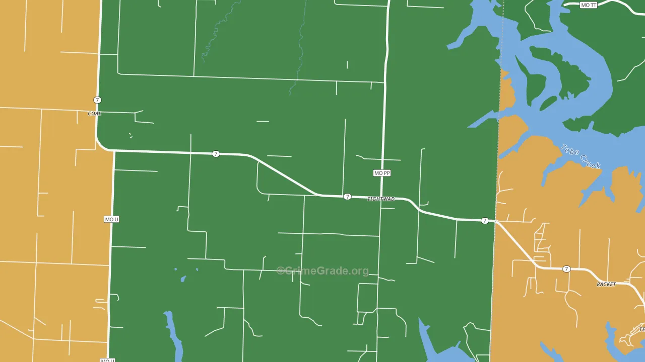 Tightwad, MO Map of Robbery Rates