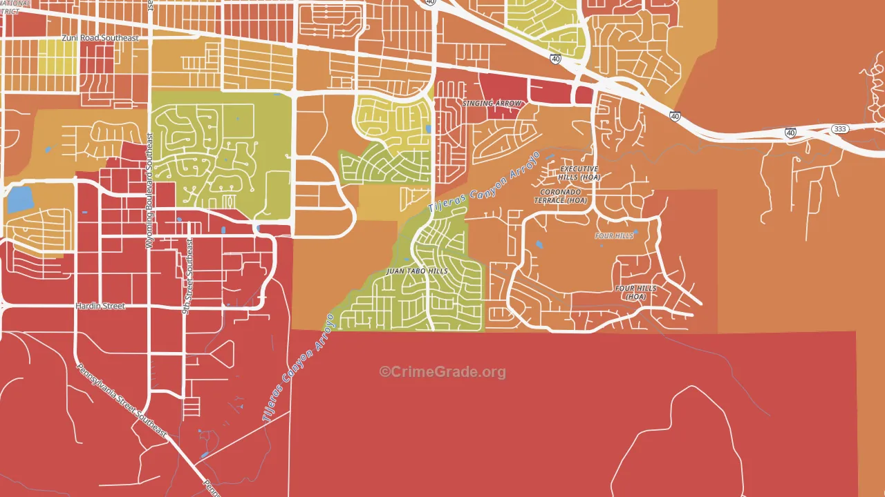 Tijeras Arroyo, Albuquerque, NM Map of Robbery Rates