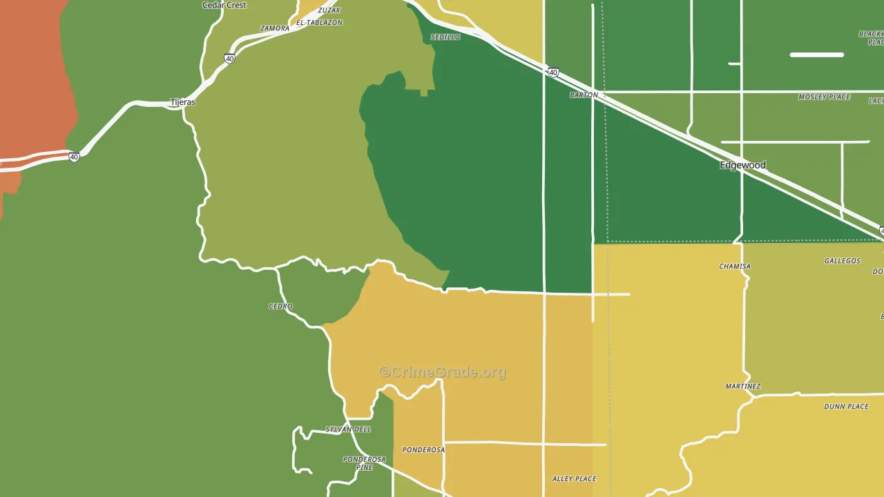 Tijeras, NM Map of Robbery Rates