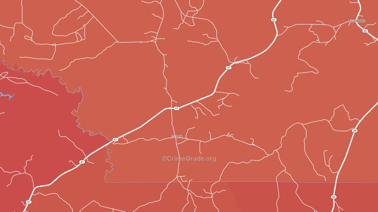 Tilden, AL Map of Robbery Rates