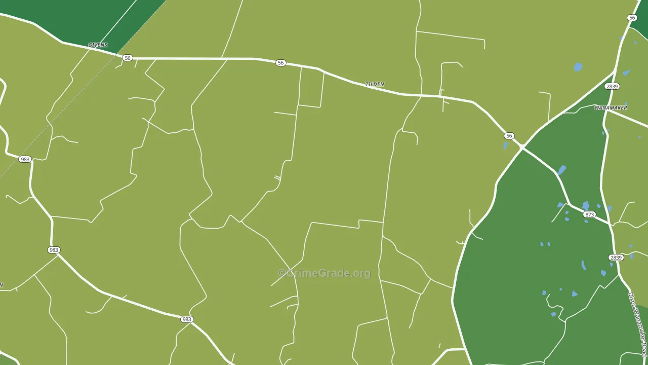 Tilden, KY Map of Robbery Rates