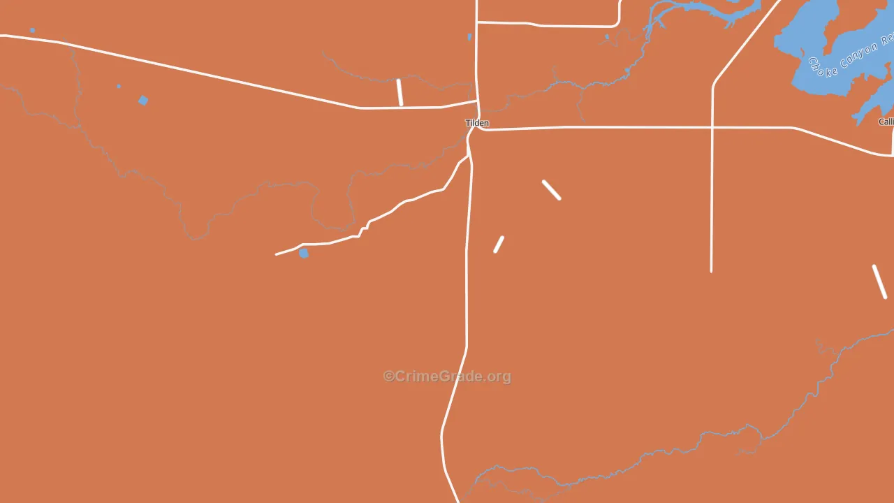 Tilden, TX Map of Robbery Rates