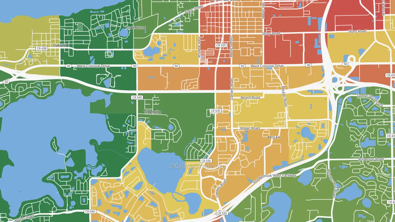 Tildenville, FL Map of Robbery Rates
