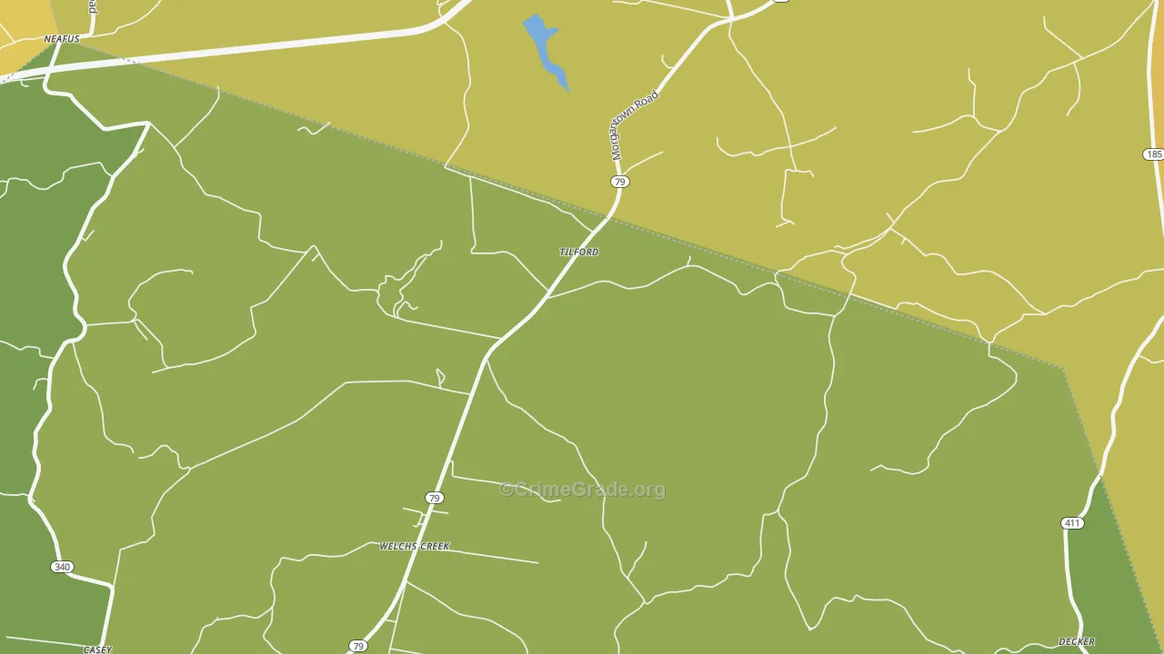 Tilford, KY Map of Robbery Rates