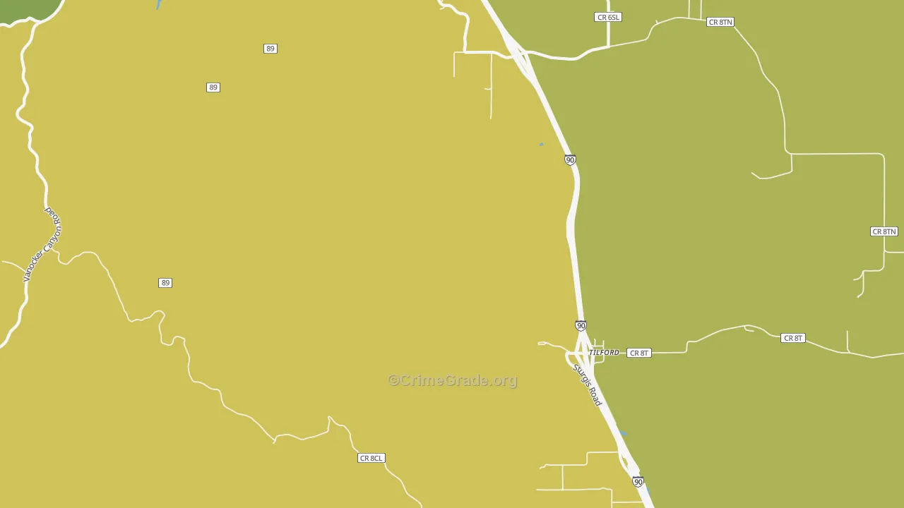 Tilford, SD Map of Robbery Rates
