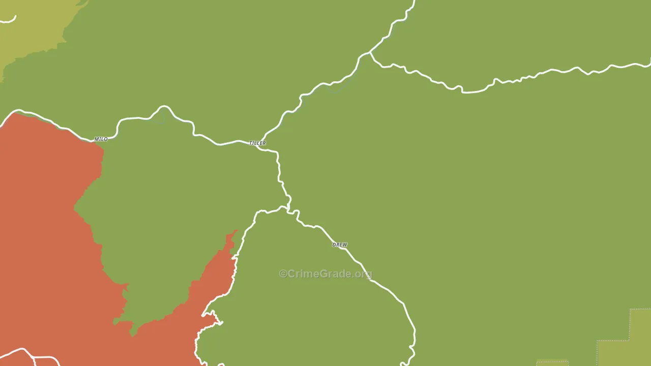 Tiller, OR Map of Robbery Rates