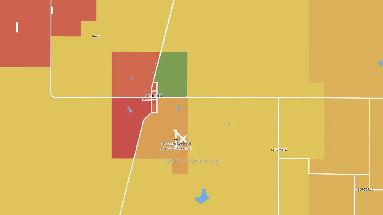 Tillman County, OK Map of Robbery Rates