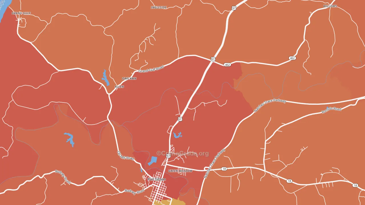 Tillman, MS Map of Robbery Rates