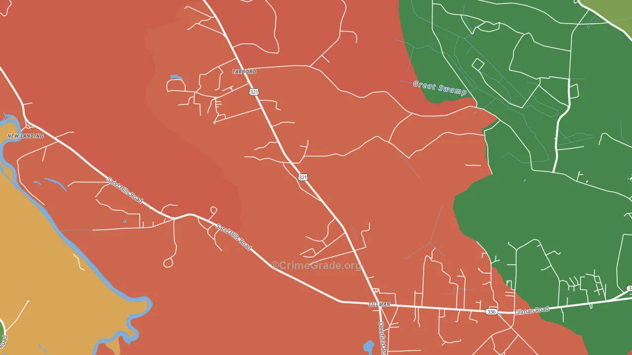 Tillman, SC Map of Robbery Rates