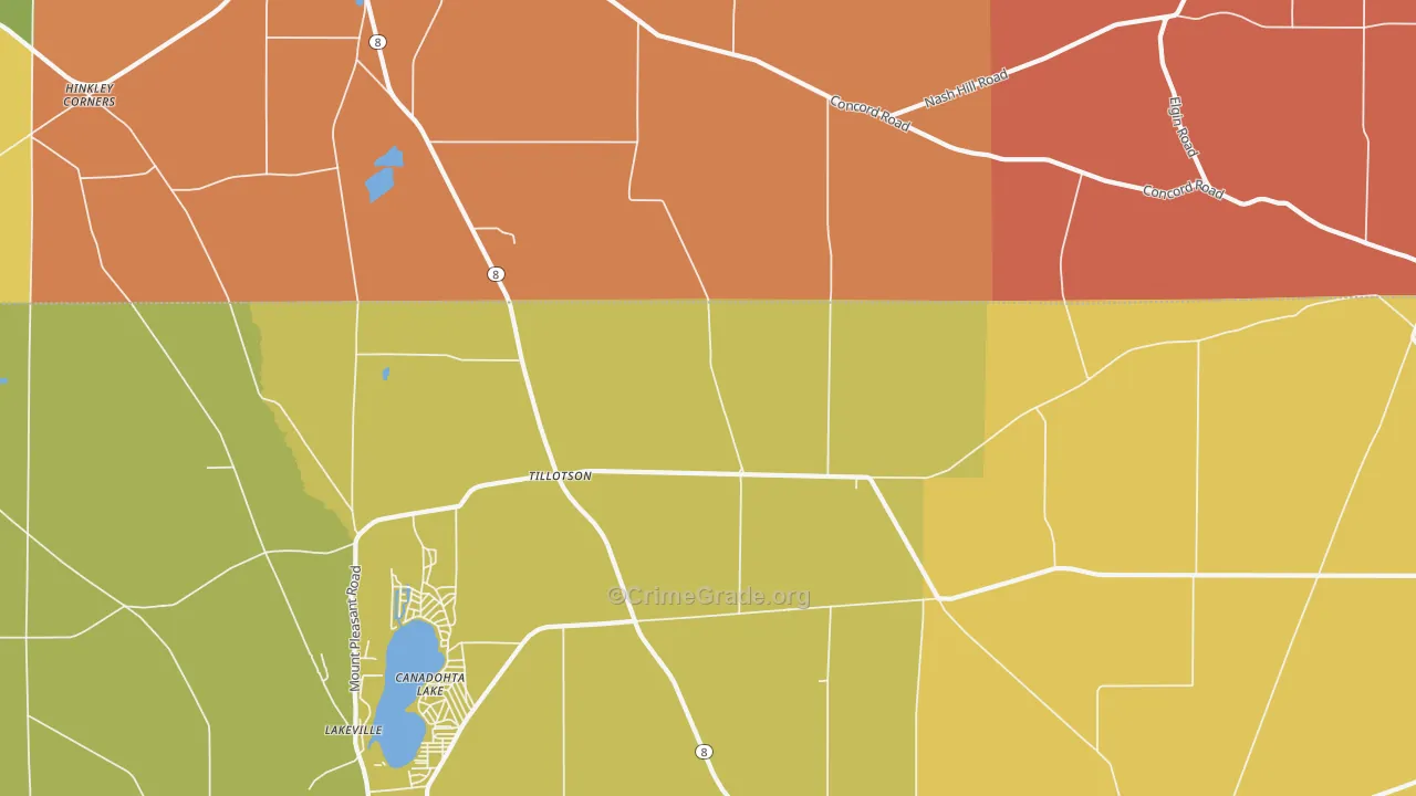 Tillotson, PA Map of Robbery Rates