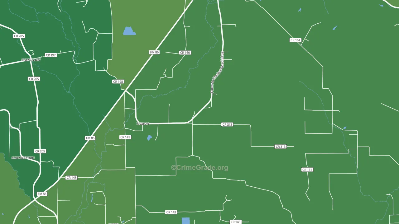 Tilmon, TX Map of Robbery Rates