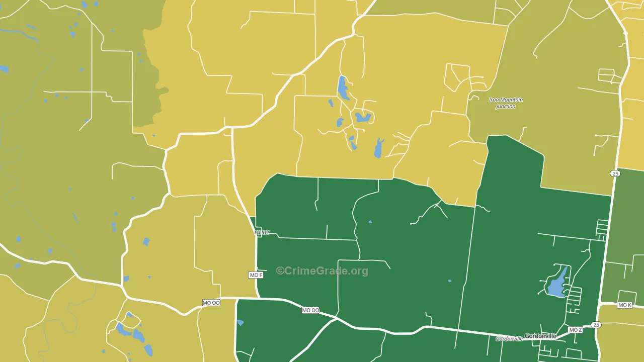 Tilsit, MO Map of Robbery Rates