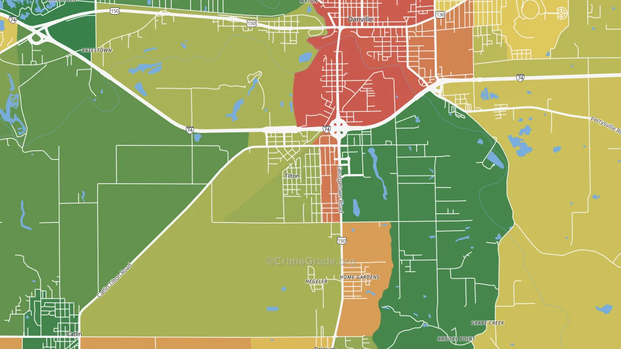 Tilton, IL Map of Robbery Rates