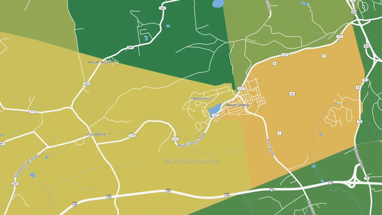 Timber Hills, PA Map of Robbery Rates