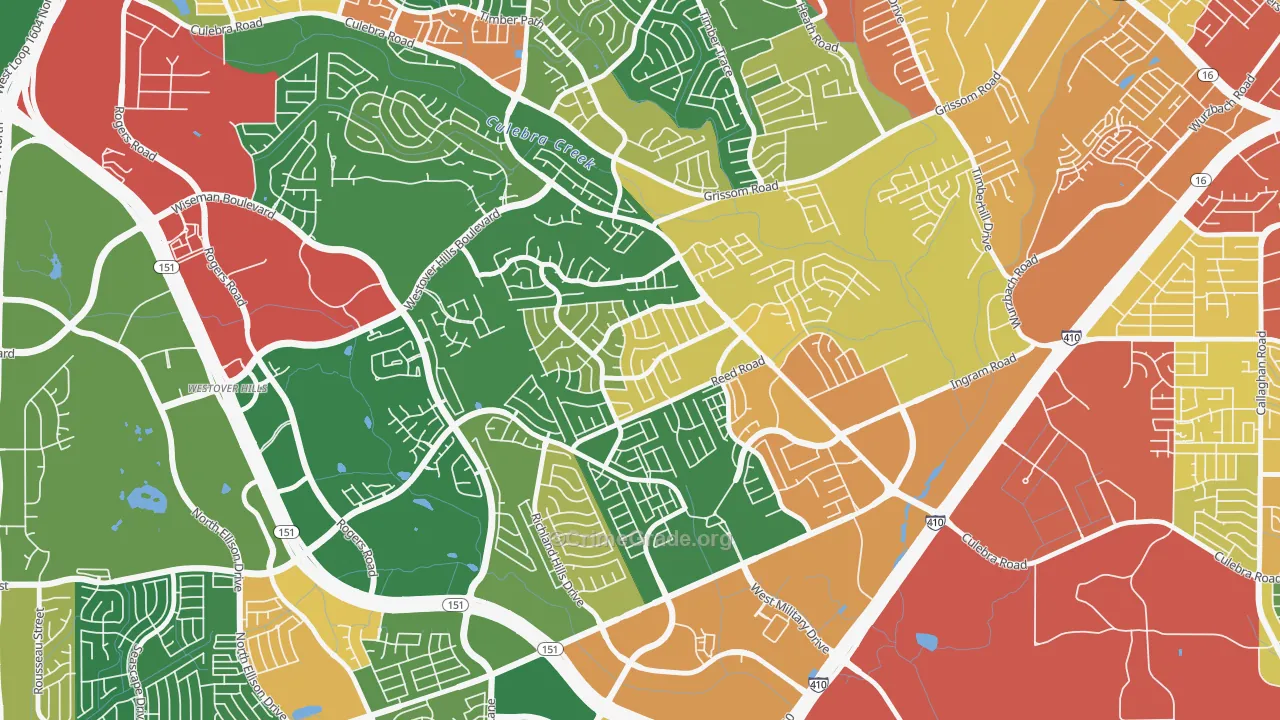 Timber Ridge, San Antonio, TX Map of Robbery Rates