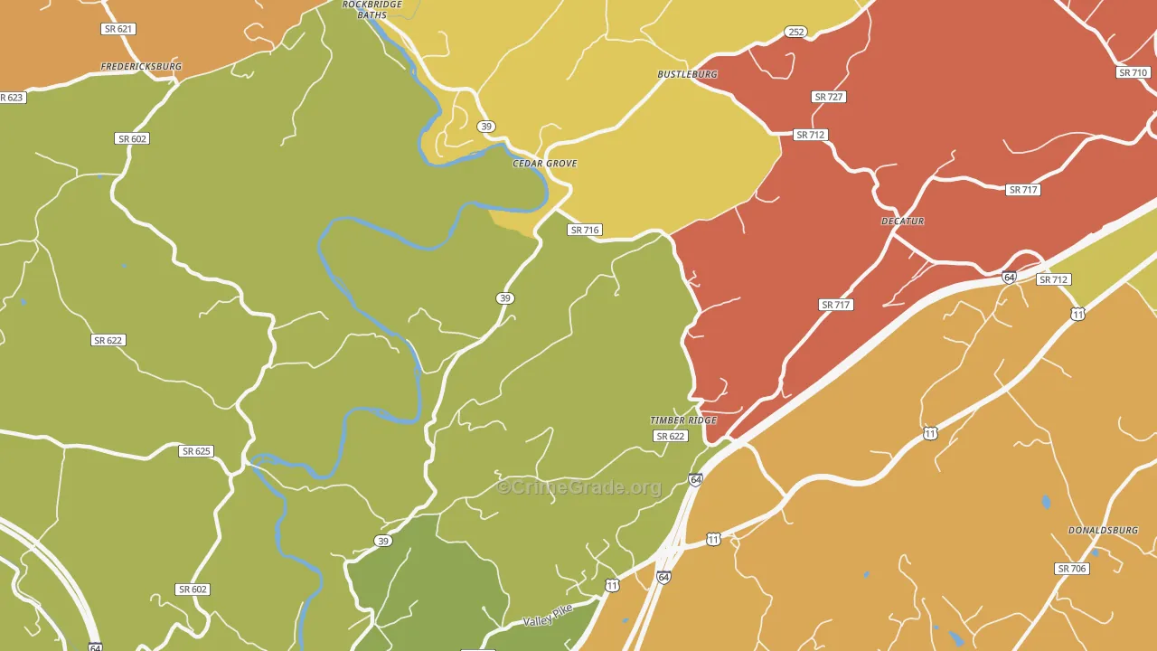 Timber Ridge, VA Map of Robbery Rates