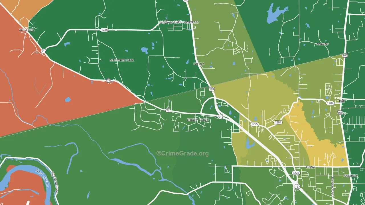 Timber Trails, LA Map of Robbery Rates