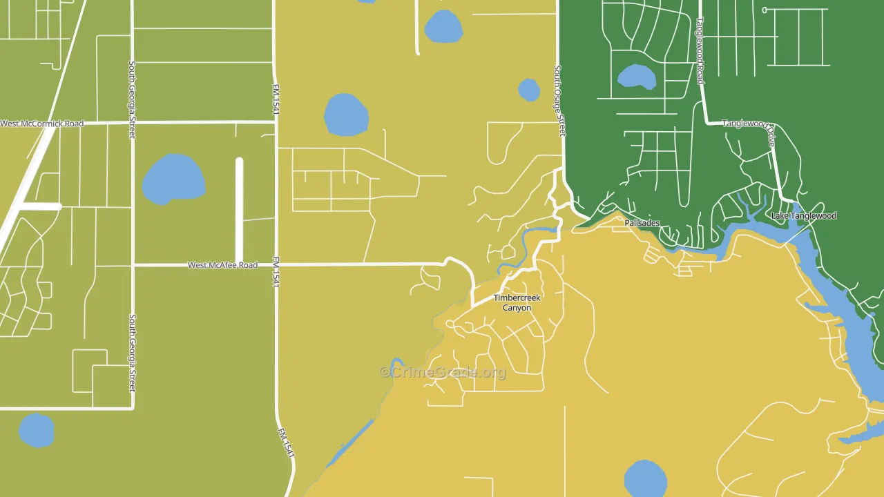 Timbercreek Canyon, TX Map of Robbery Rates