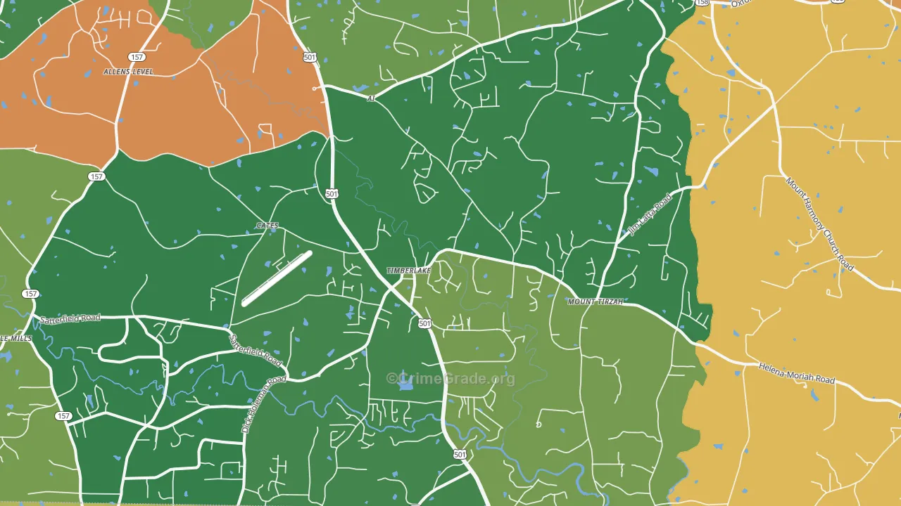 Timberlake, NC Map of Robbery Rates