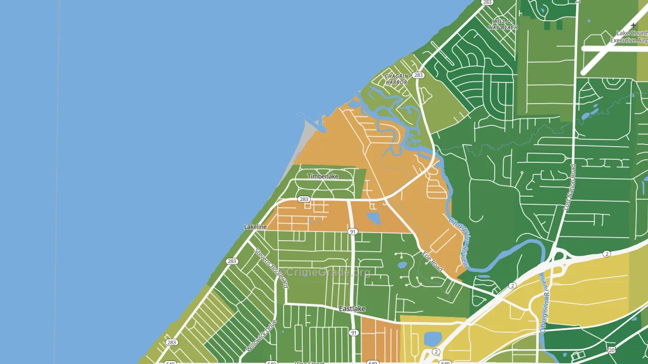 Timberlake, OH Map of Robbery Rates