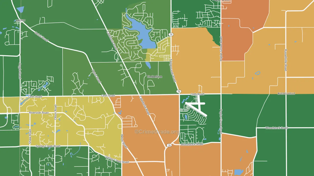 Timberlane, IL Map of Robbery Rates