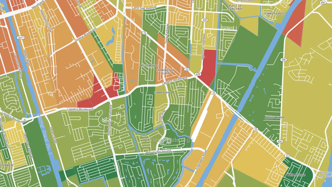 Timberlane, LA Map of Robbery Rates