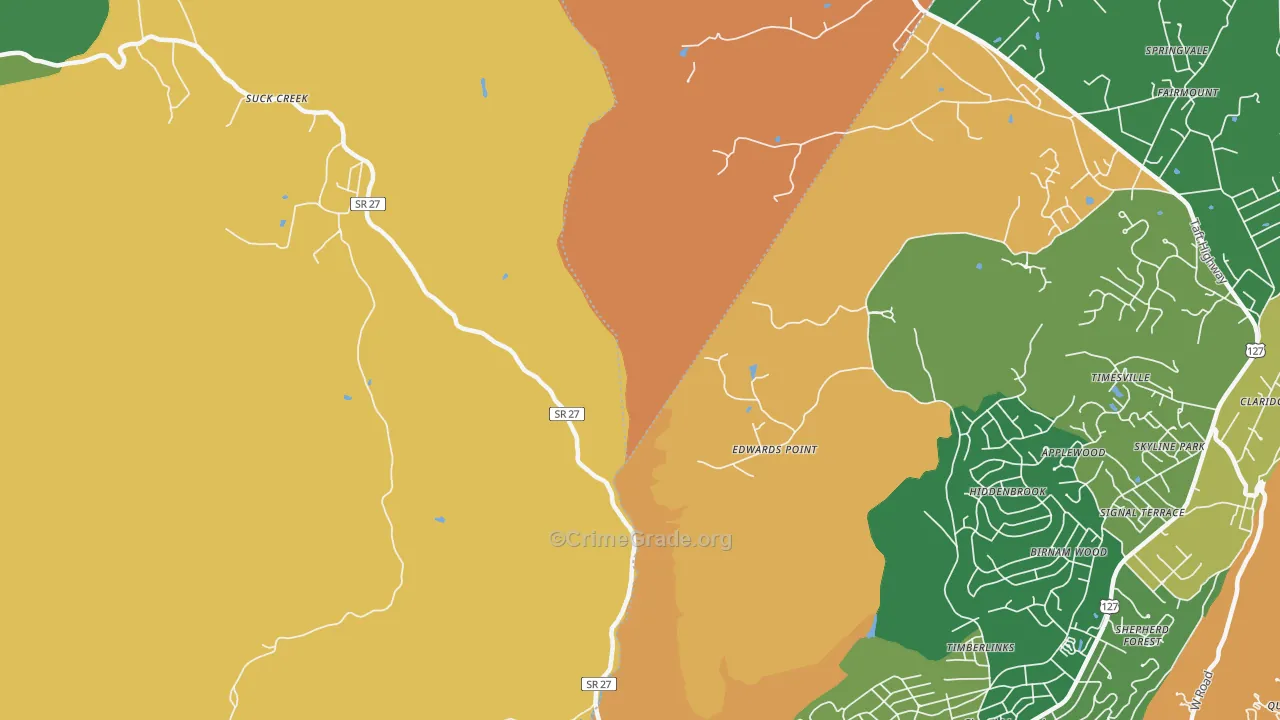 Timberlinks, TN Map of Robbery Rates