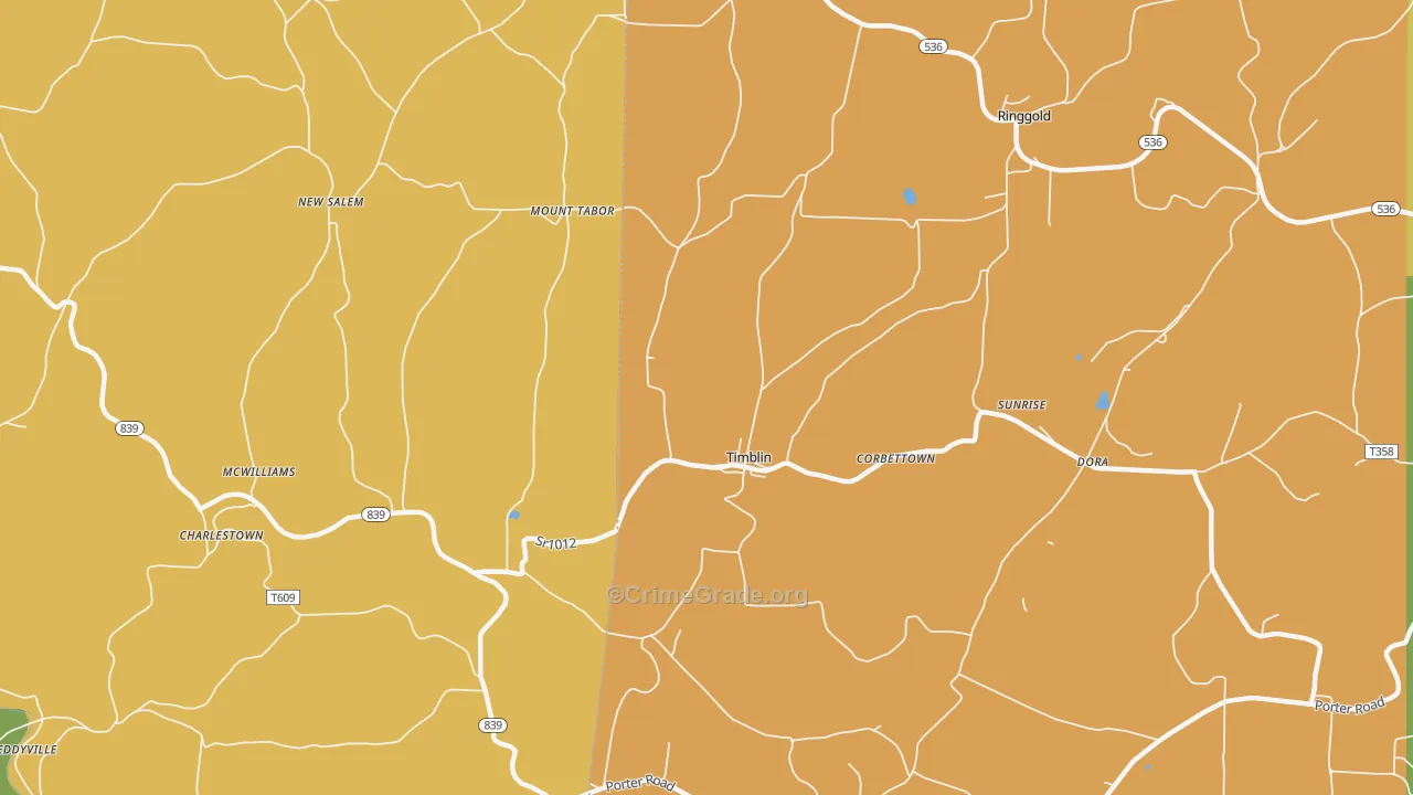 Timblin, PA Map of Robbery Rates