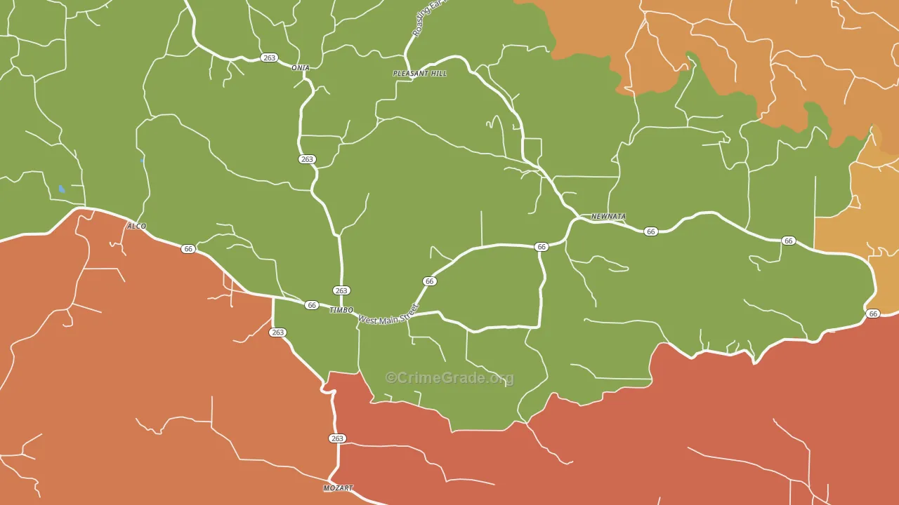 Timbo, AR Map of Robbery Rates