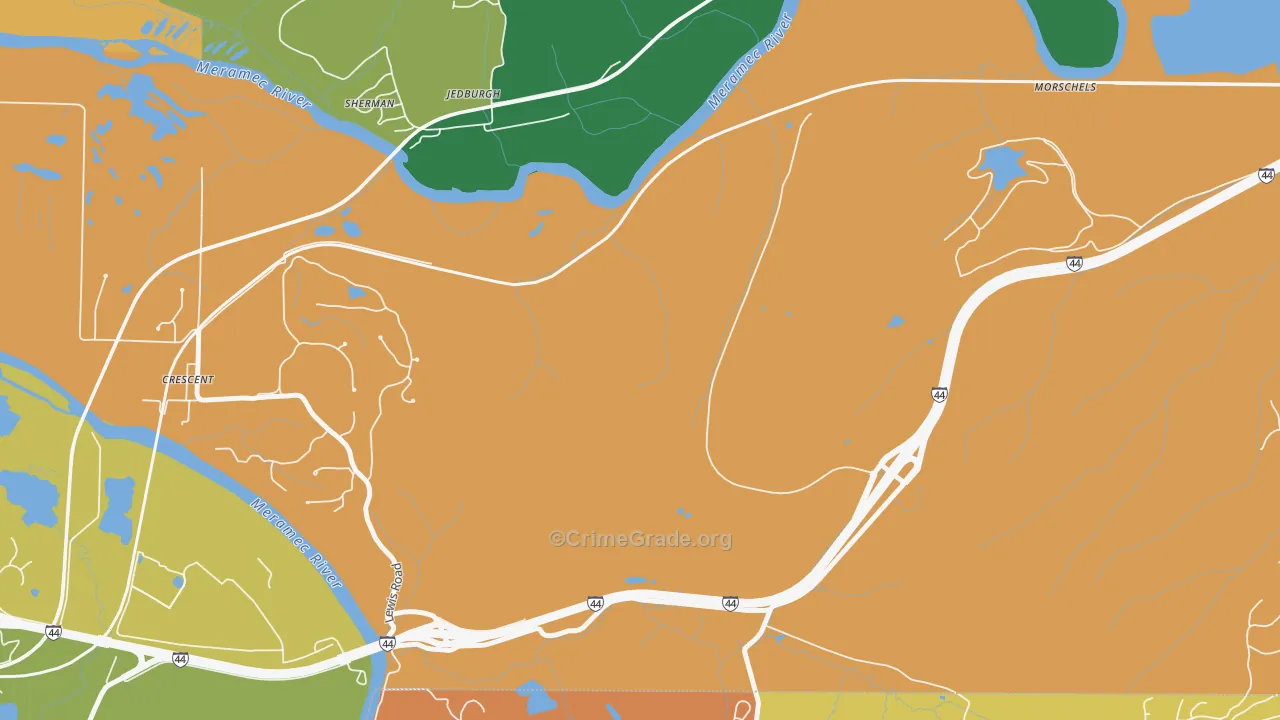 Times Beach, MO Map of Robbery Rates