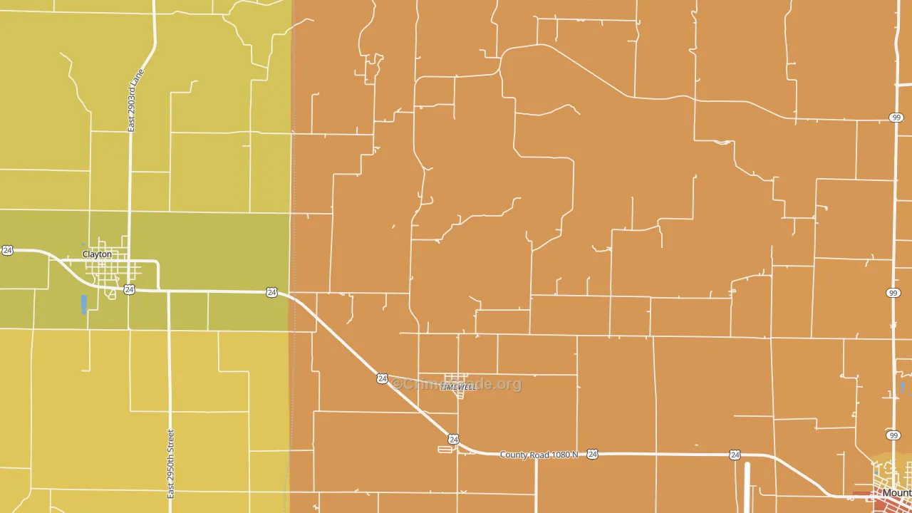 Timewell, IL Map of Robbery Rates