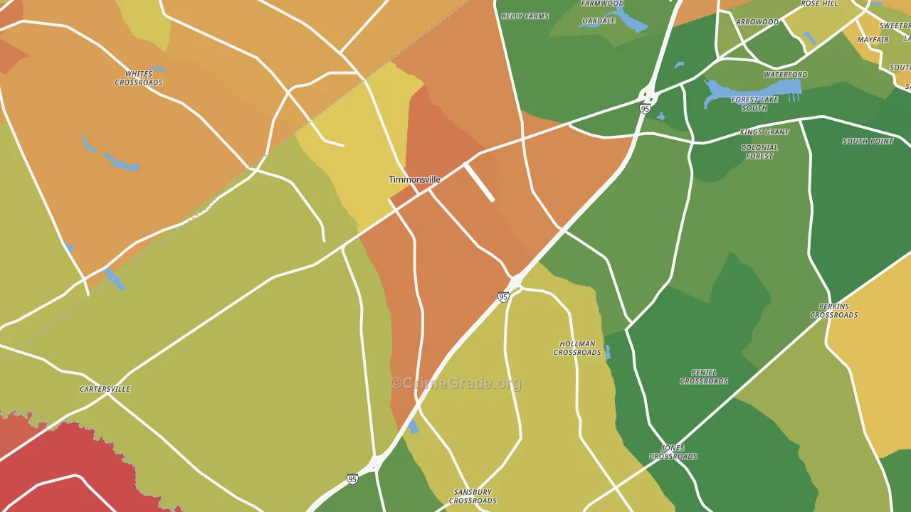 Timmonsville, SC Map of Robbery Rates
