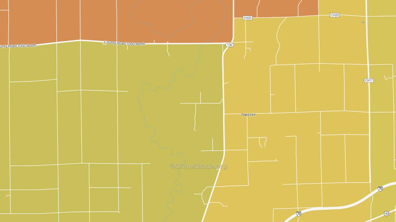 Timothy, IL Map of Robbery Rates