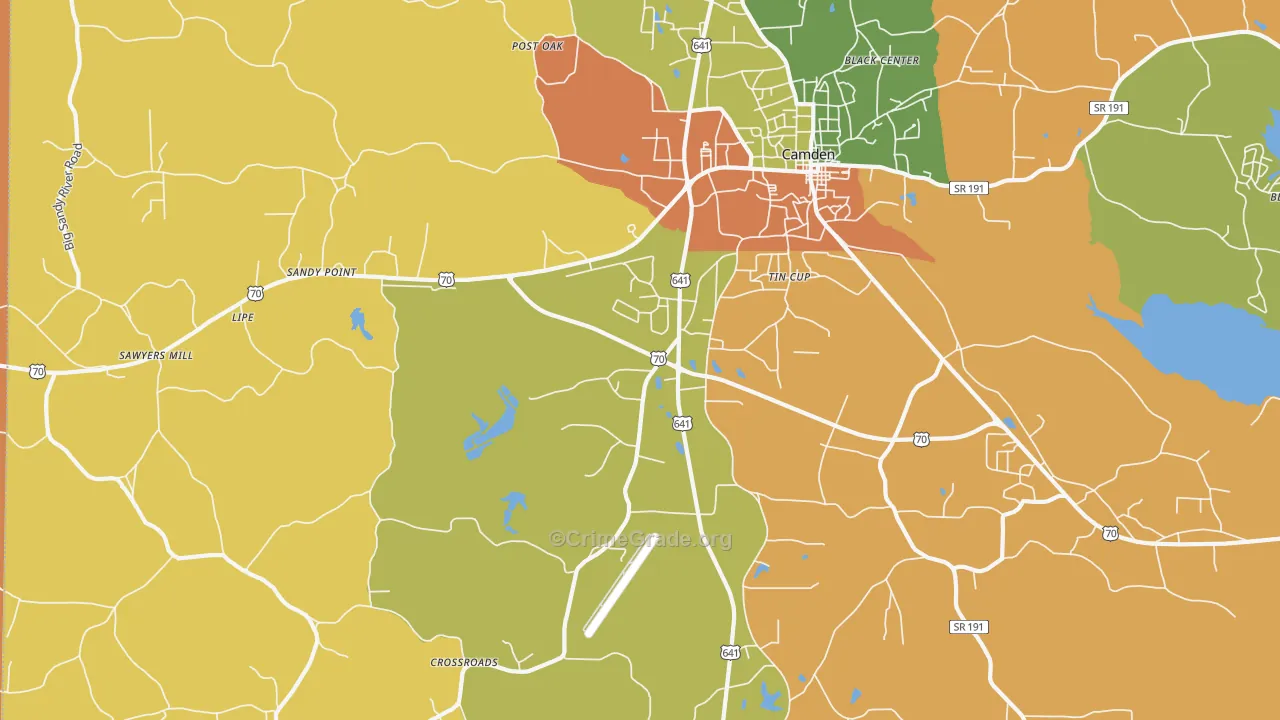 Tin Cup, TN Map of Robbery Rates