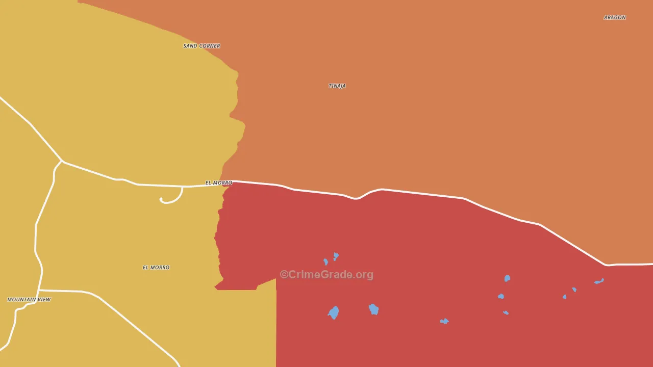Tinaja, NM Map of Robbery Rates