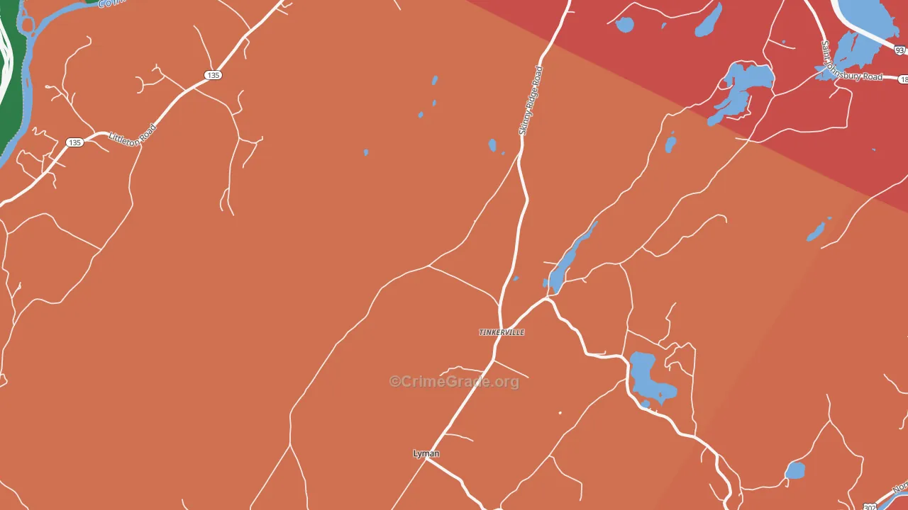 Tinkerville, NH Map of Robbery Rates